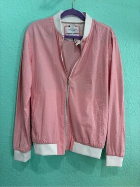 Denim & Flower Pink Seersucker Bomber Jacket Men’s Unisex L New summer